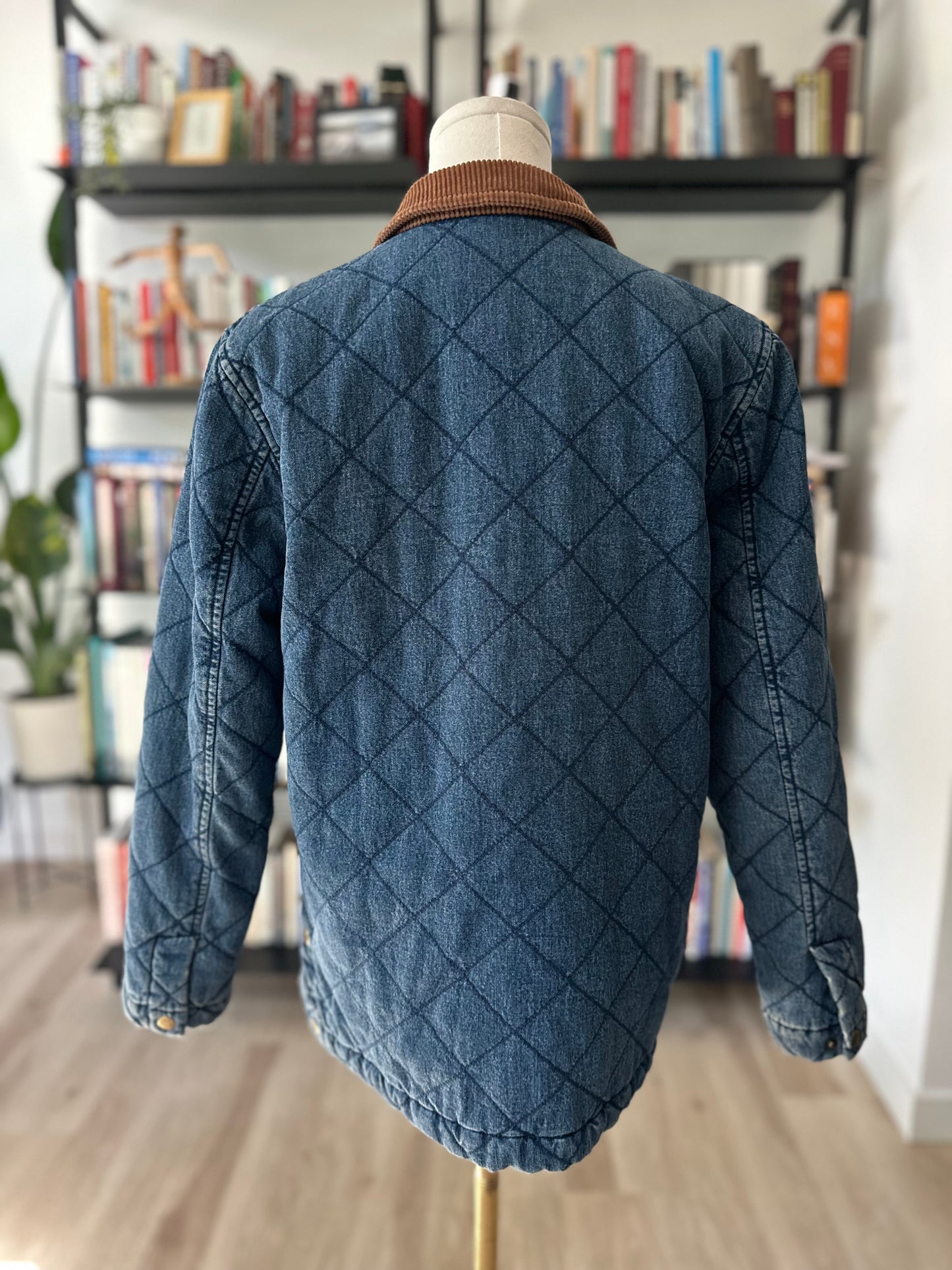 90s Lauren Jeans Co denim quilted chore coat. Made in Hong Kong