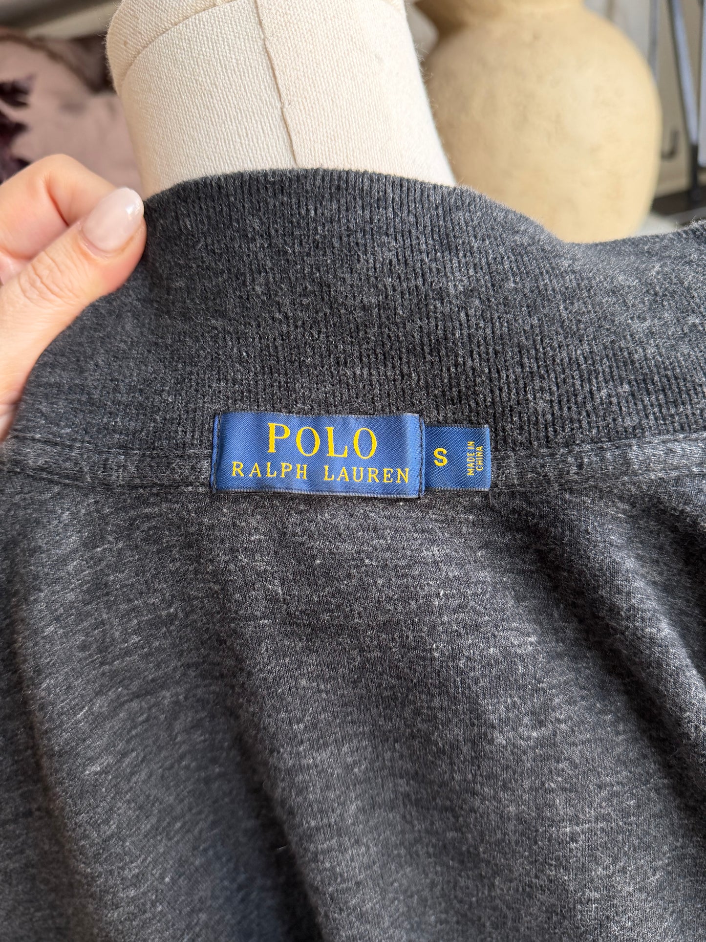 00s Polo Ralph Lauren gray cotton half zip. Fits XS-M