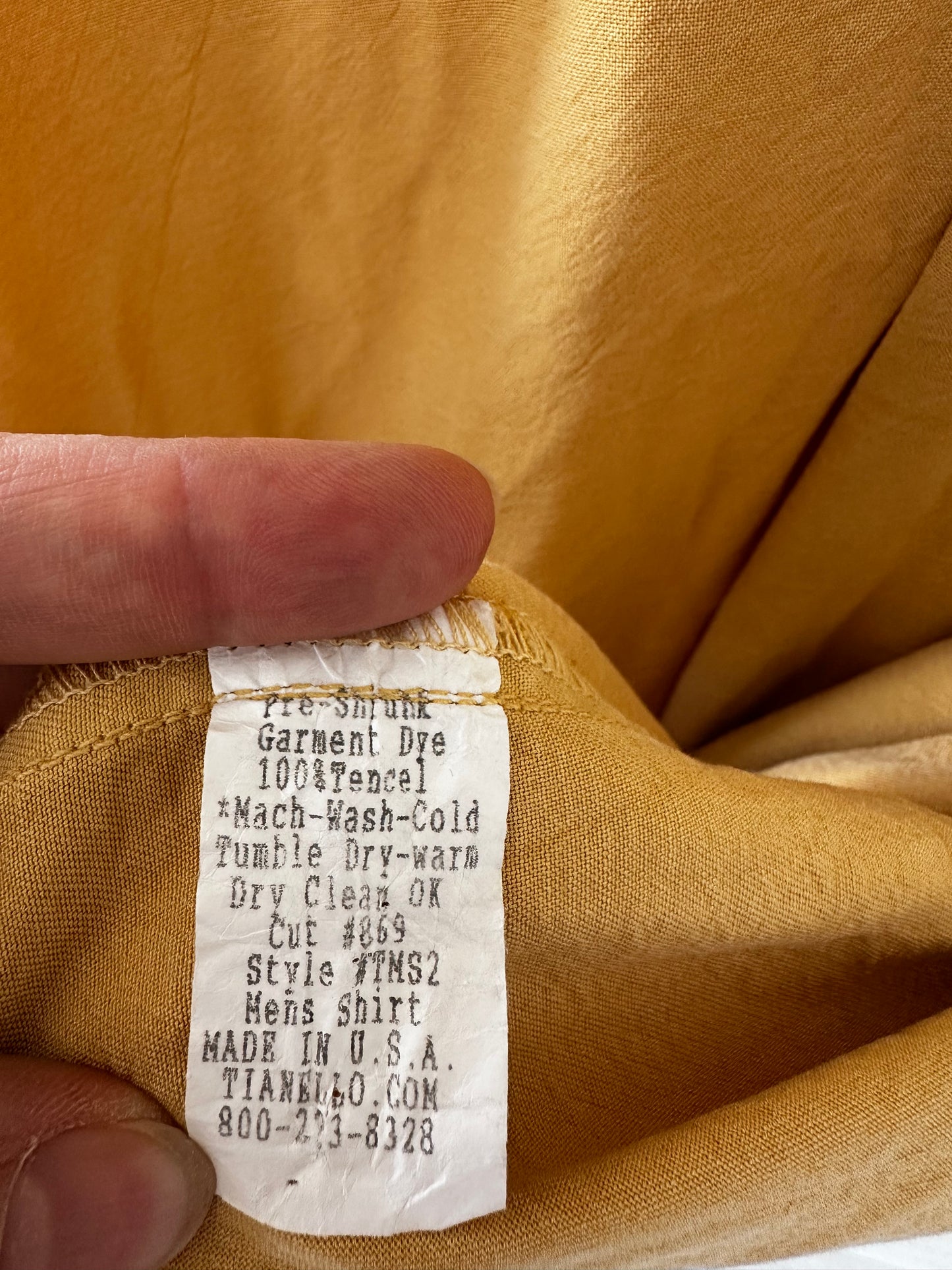 90s Tianello yellow Tencel button down. Made in USA