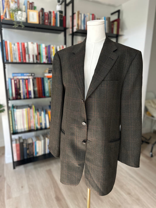 00s Burberry plaid wool blazer. Made in the USA