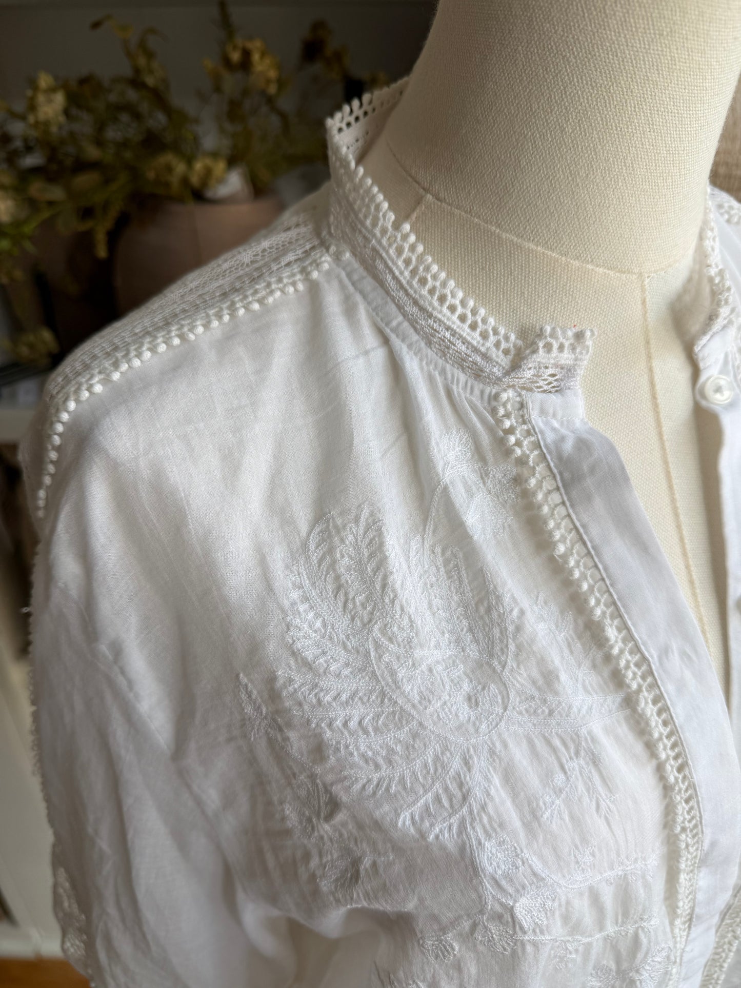 JCrew Embroidered lace trim button up shirt. Size 10. NWT