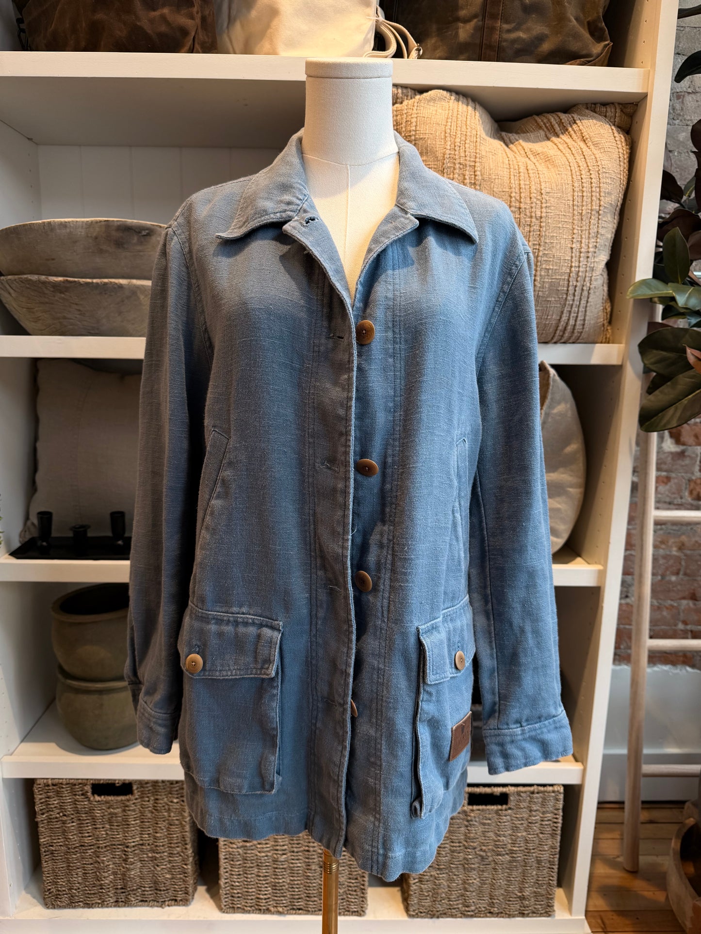 90s Lauren Ralph Lauren linen barn coat. Made in Hong Kong