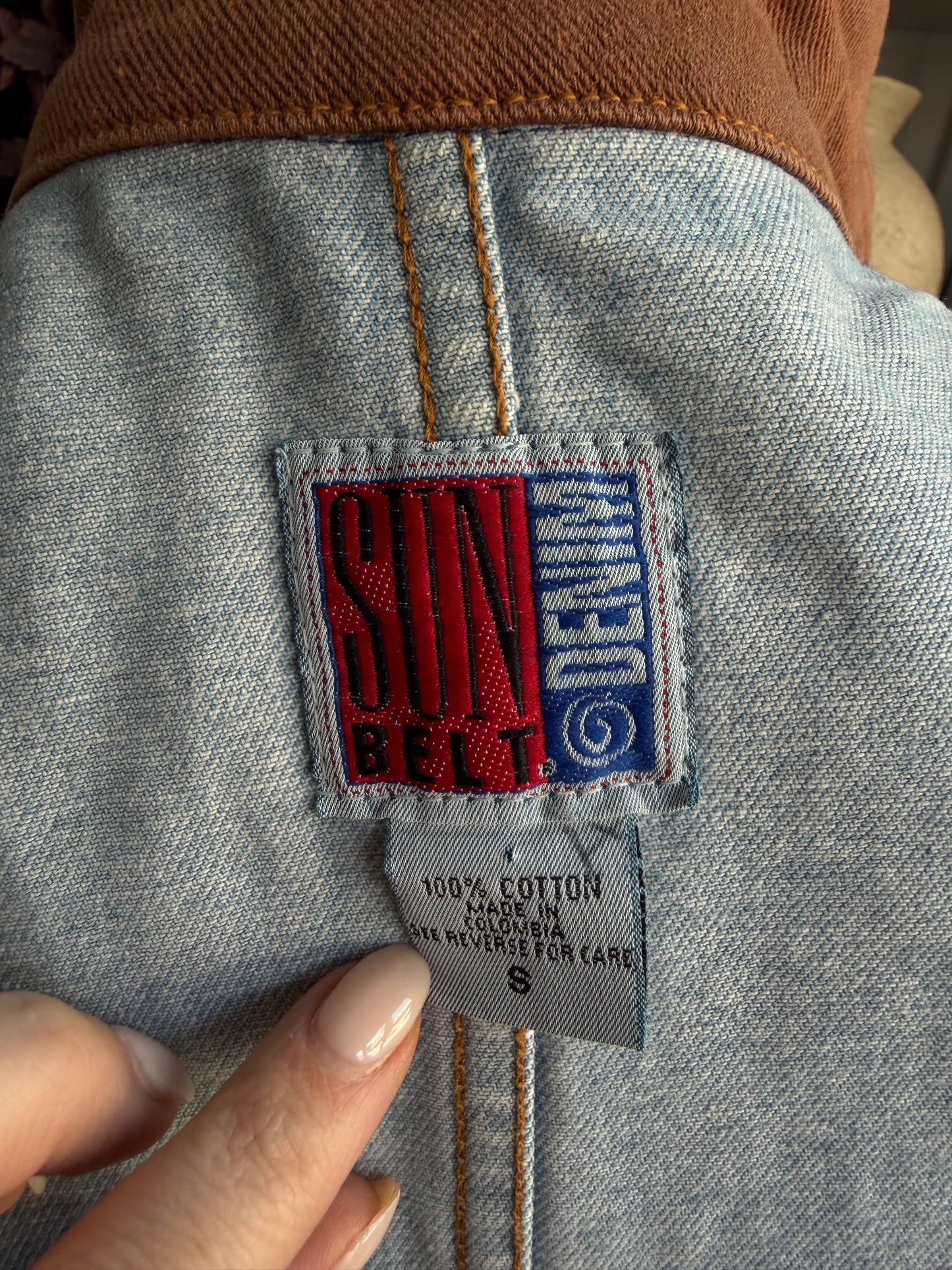 90s Sun Belt Denim chore coat. Fits XS-M