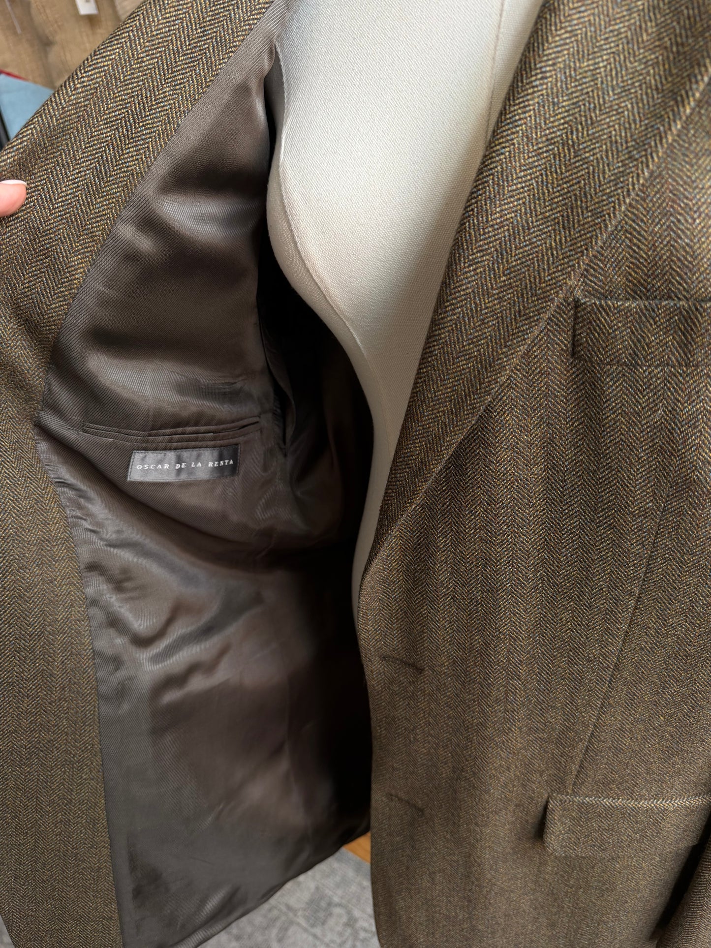 90s Oscar de la Renta Lambswool cashmere blend blazer. Made in South Africa. Fits M-XL
