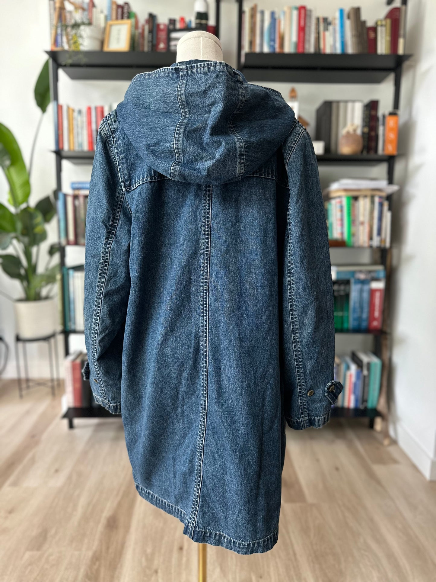 90s Lauren Jeans Co denim toggle coat. Made in Hong Kong