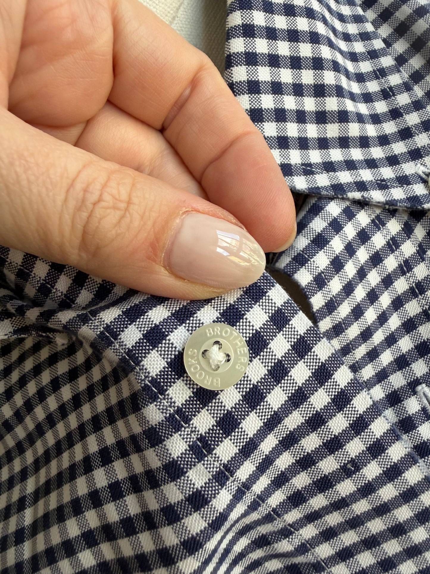 90s Brooks Brothers navy gingham oxford button down.