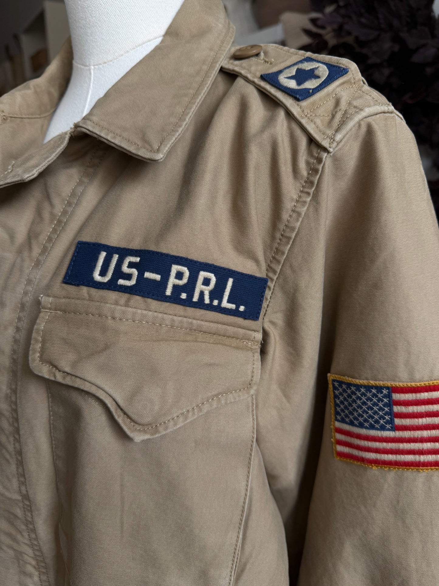 Polo Ralph Lauren military jacket with patches. Fits XXS-S