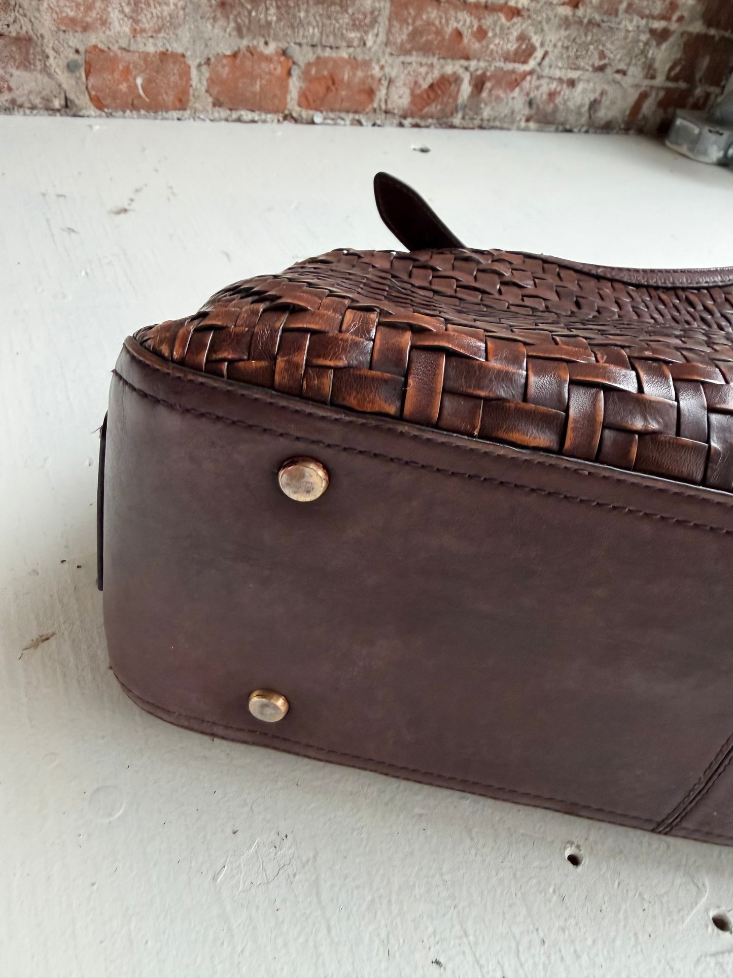 90s Cole Haan woven leather shoulder bag