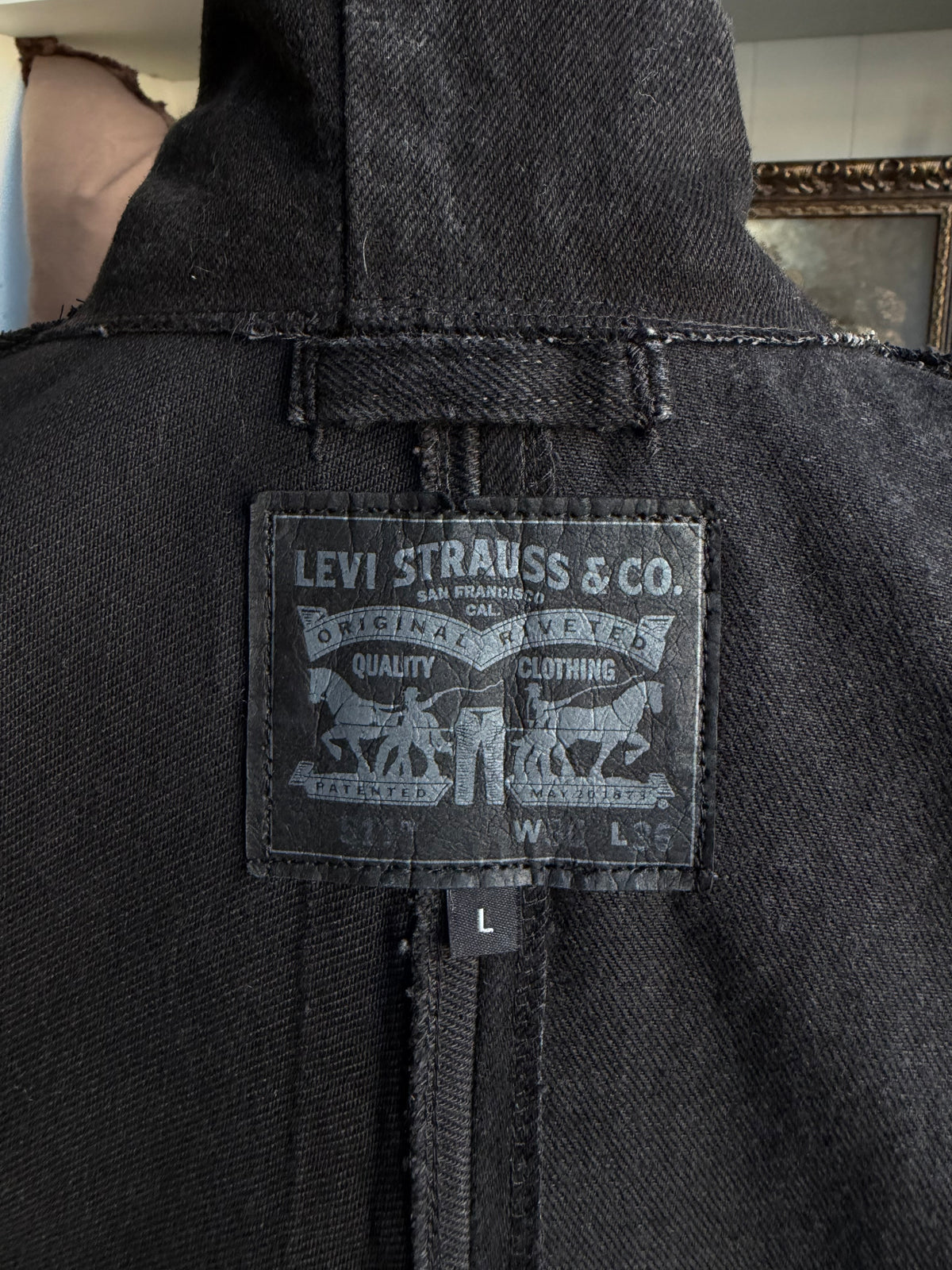 #10 Reworked Black Denim trench size L