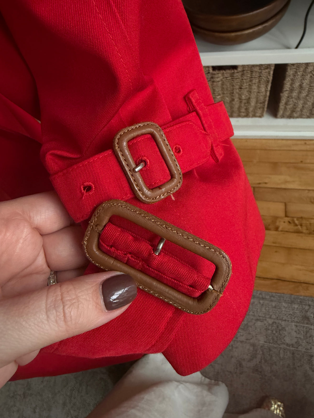 Vintage Red Burberry trench. Fits S-L