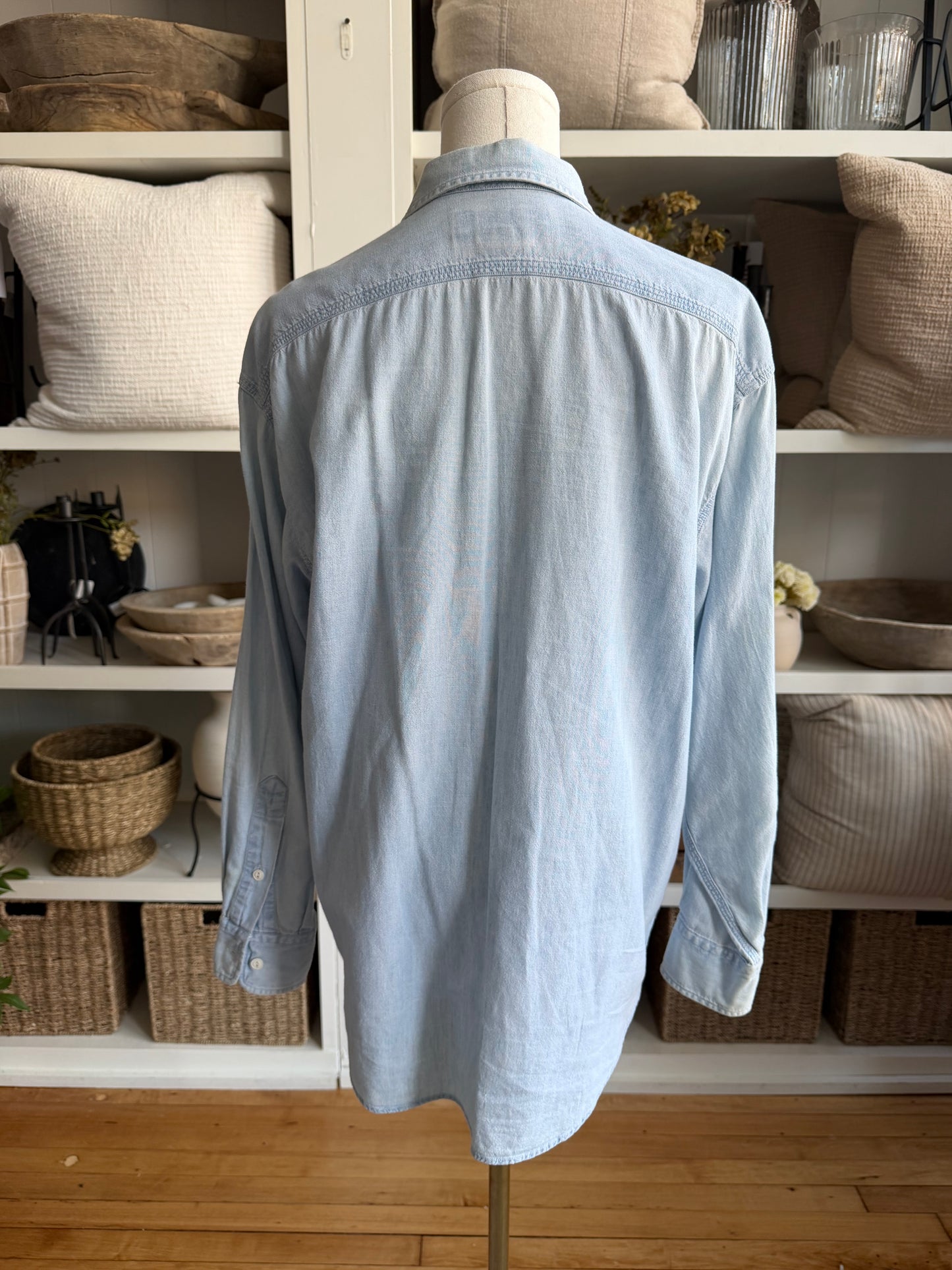90s Ralph Lauren Polo Sport denim button down. Made in Hong Kong