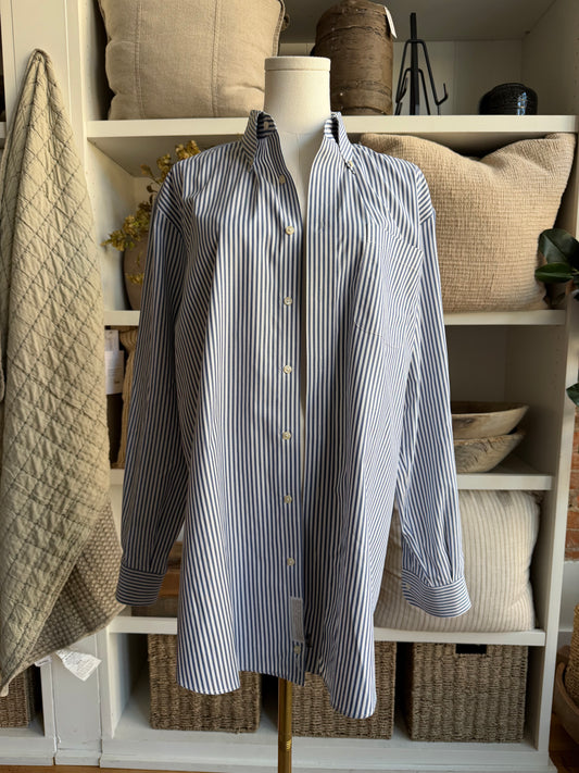 90s Nordstrom blue and white striped poplin button down