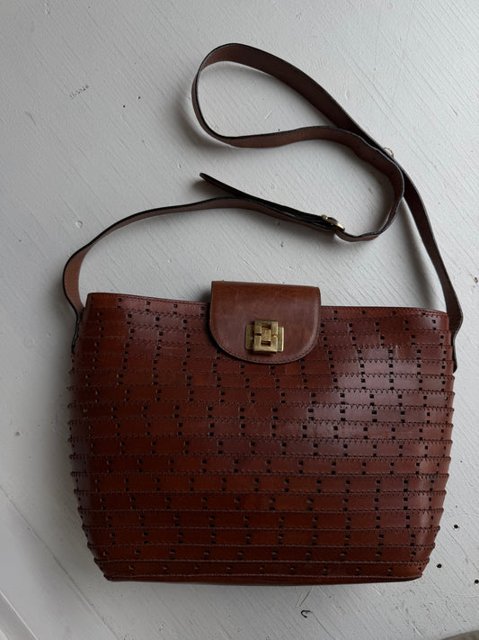 Tris leather shoulder bag. Made in Italy