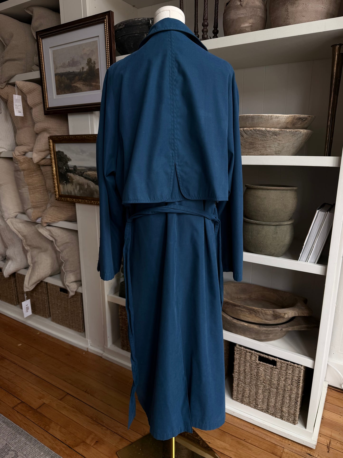 90s Gallery blue trench. Made in Hong Kong