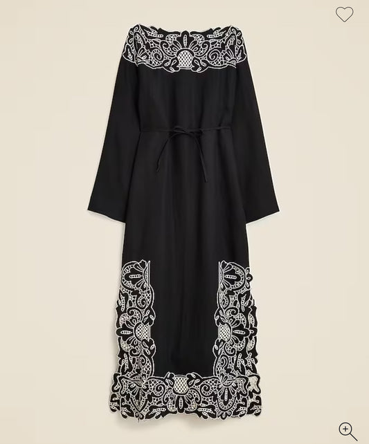 JCrew linen cutwork dress. NWT. Size large