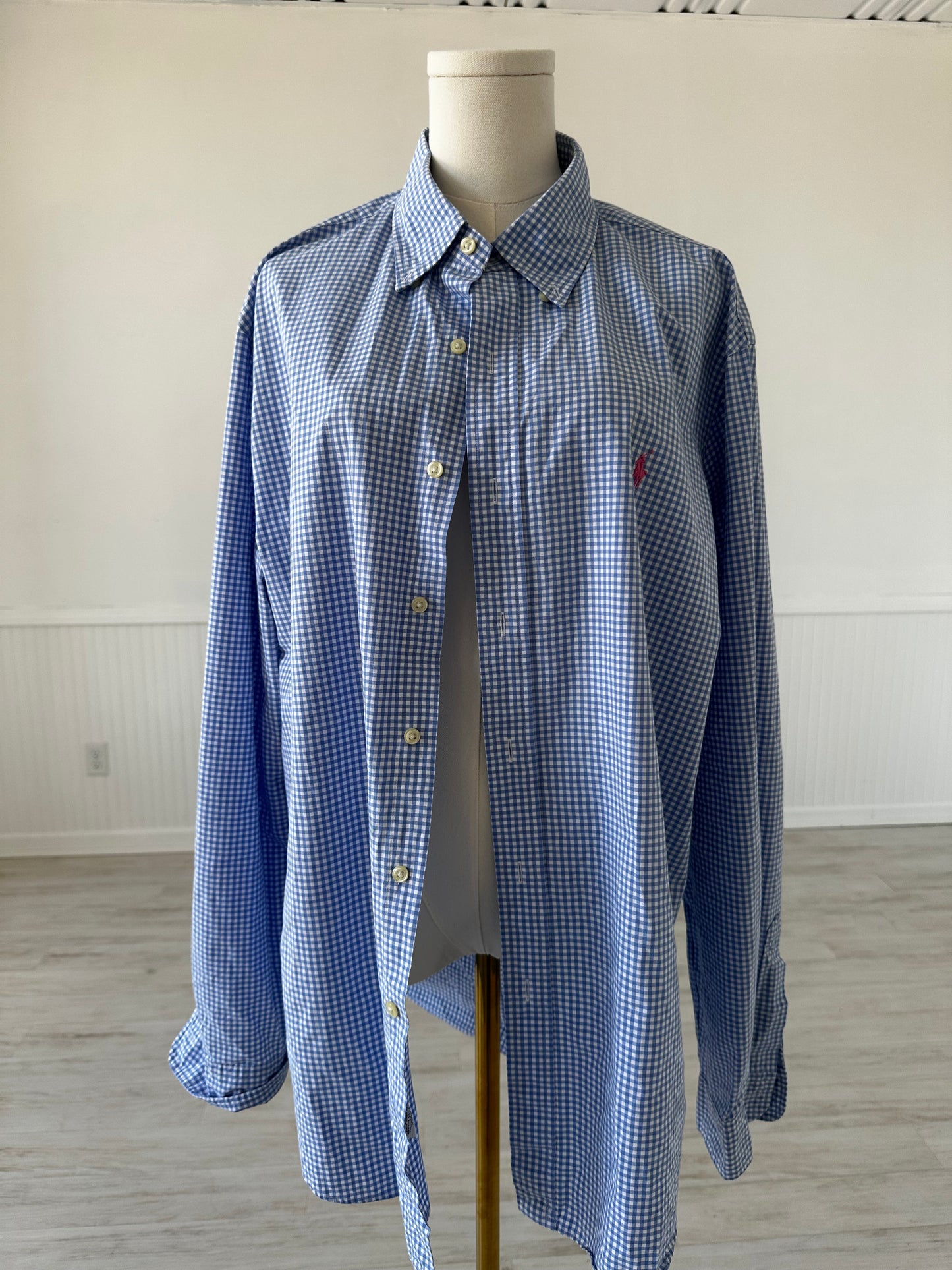 Ralph Lauren blue check poplin button down