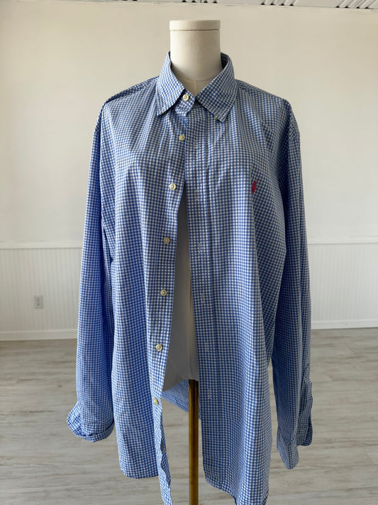 Ralph Lauren blue check poplin button down