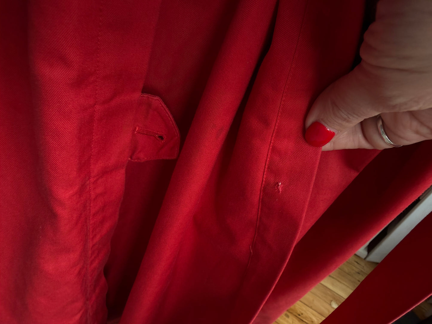 Vintage Burberry red trench. Made in England. Sourced in Paris