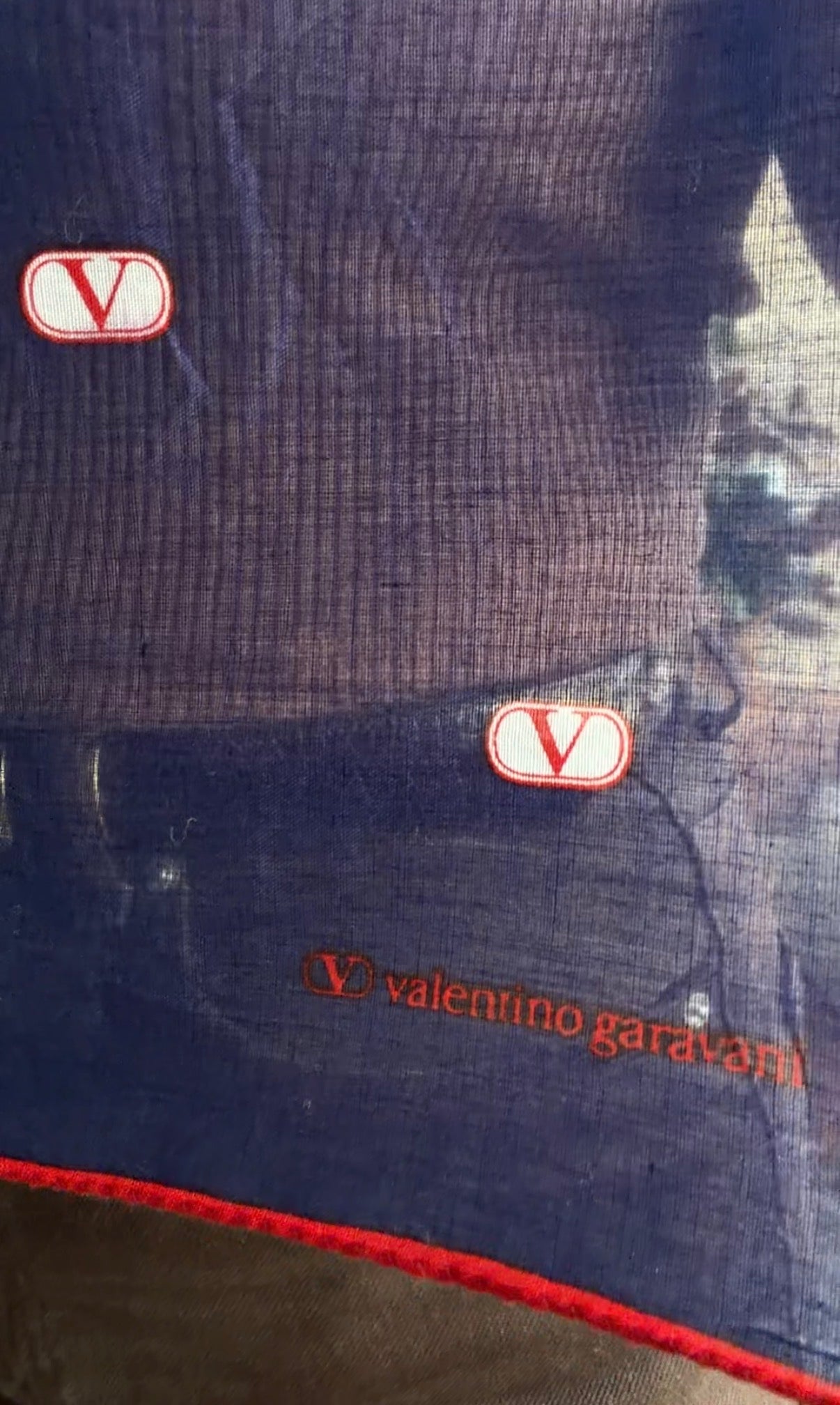 #4 Vintage Valentino Garavani navy cotton scarf