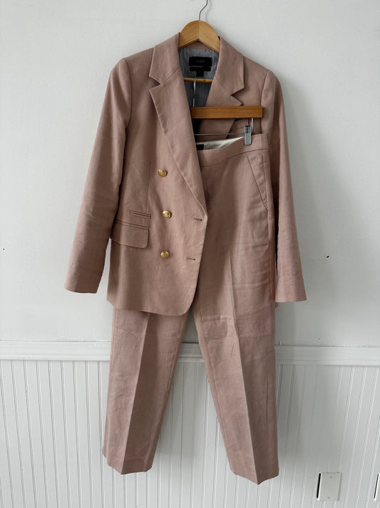 JCrew Pink linen blend suit. Bristol Blazer and Kate pants