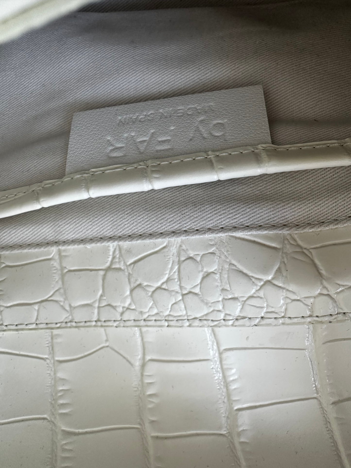 BY FAR cream croc embossed leather bag