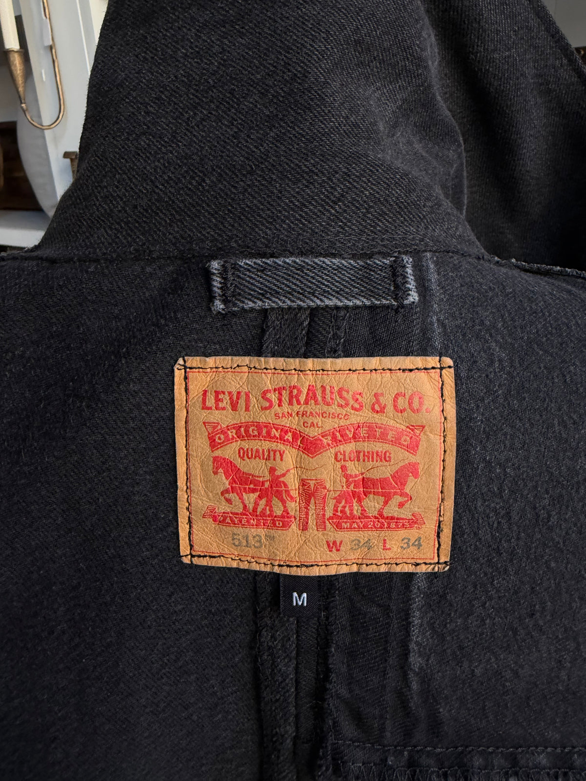 #9 Reworked Black denim trench coat. Size M