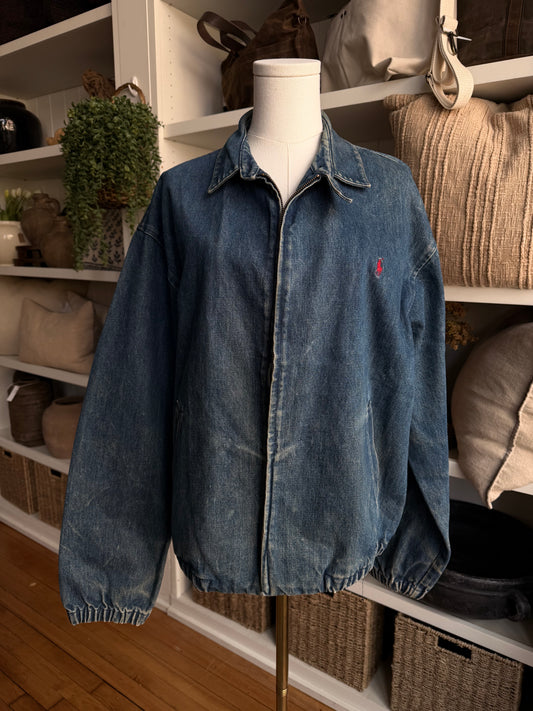 80/90s Polo Ralph Lauren denim bomber. Made in USA