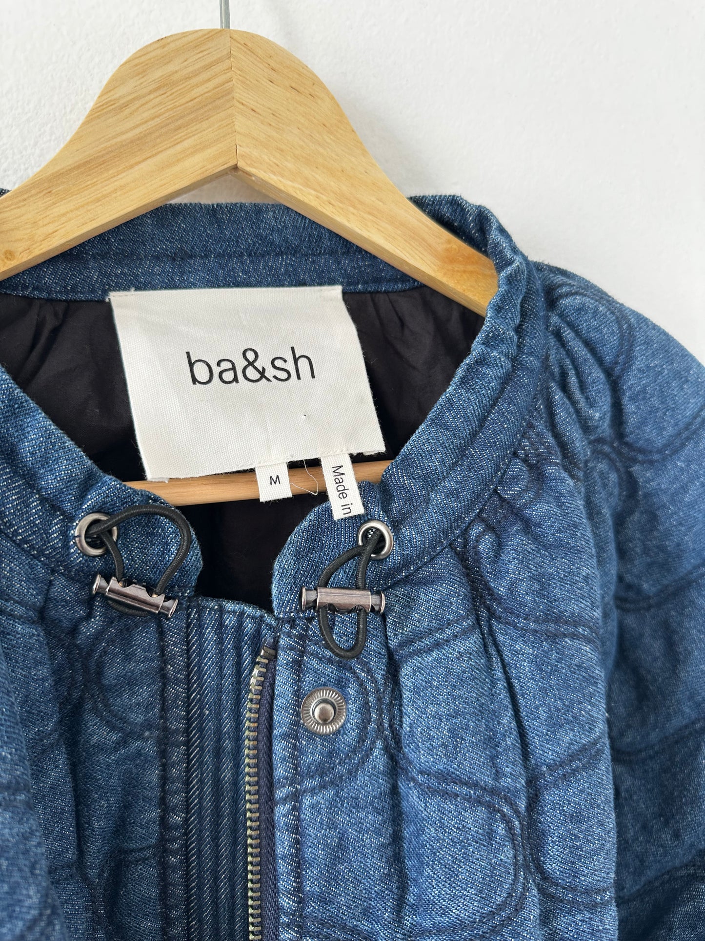 Ba&sh Yonkers denim cropped quilted jacket. Size medium