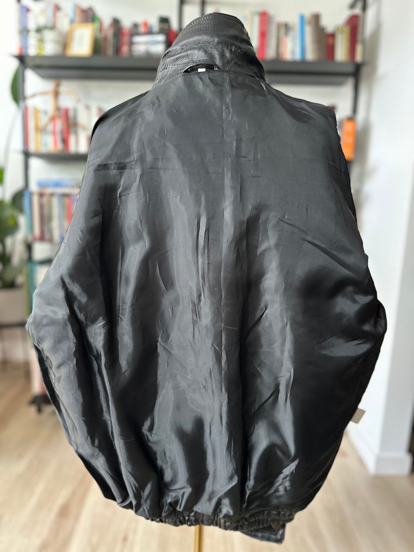80s/90s USMC black leather patchwork bomber