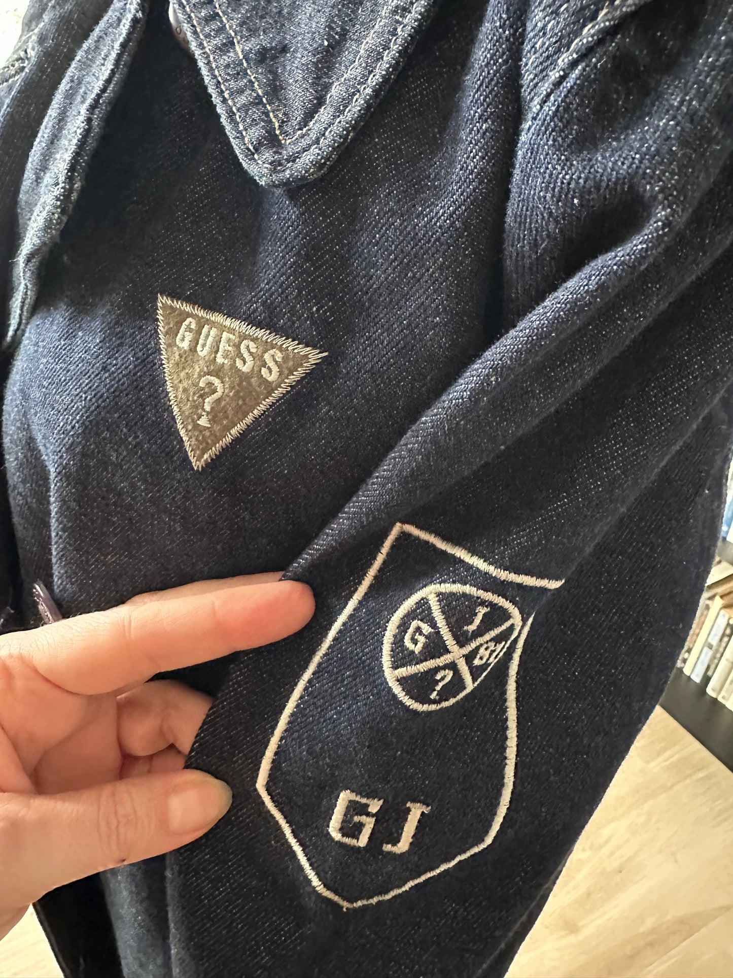 90s Guess denim pea coat. Made in the USA