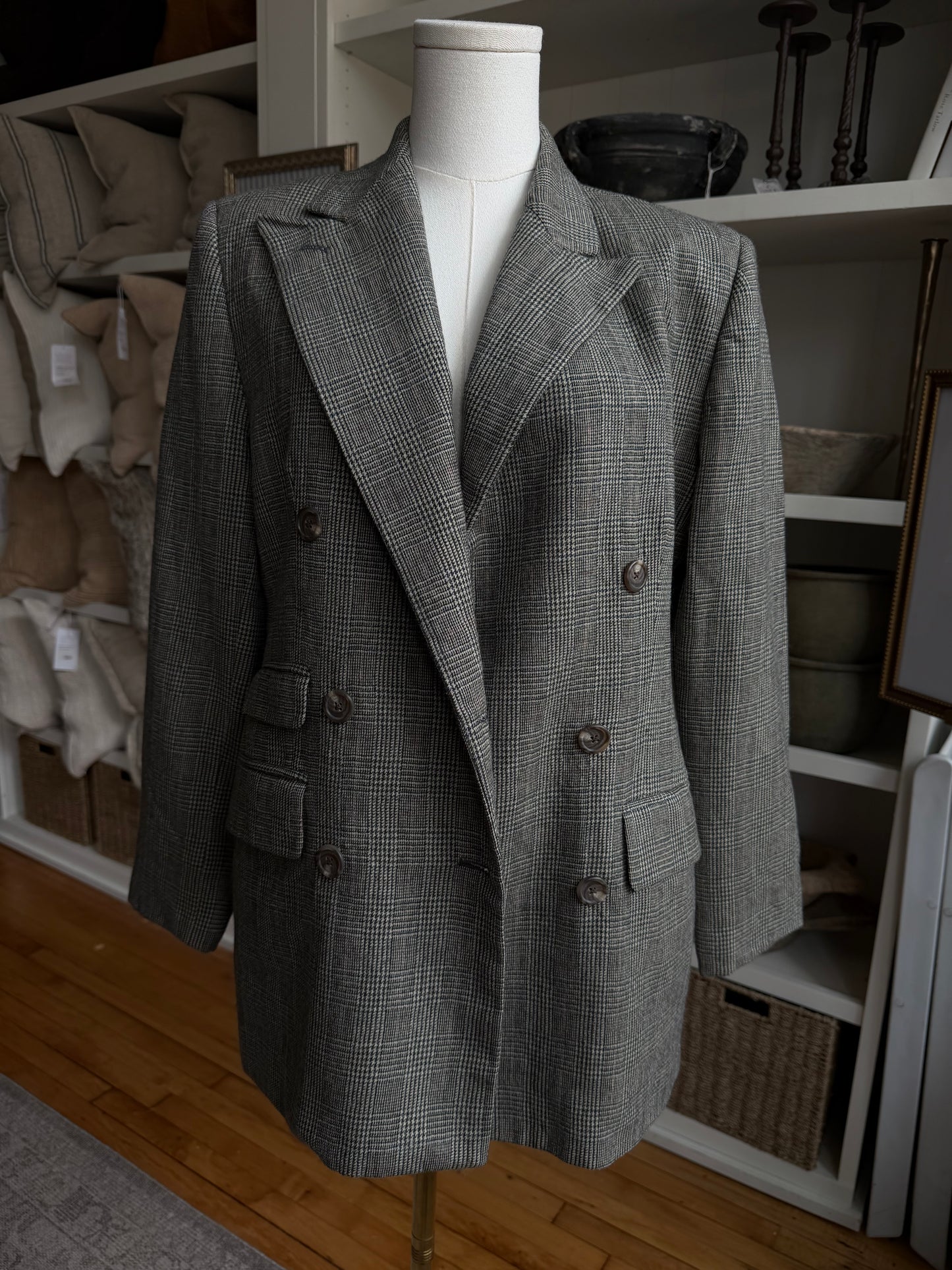 90s Lauren Ralph Lauren wool plaid blazer. Made in the USA
