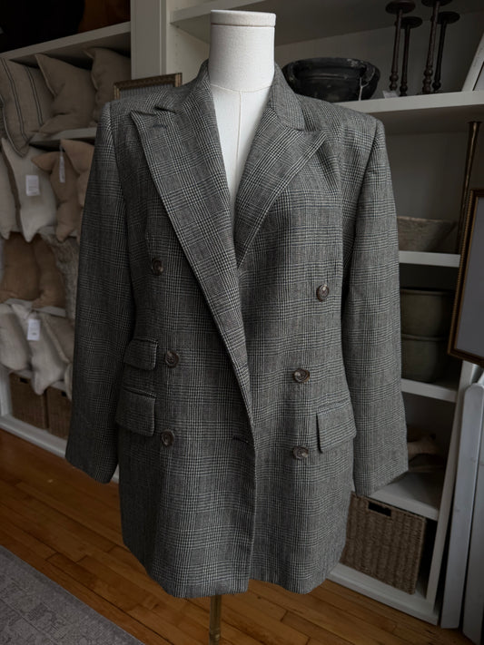 90s Lauren Ralph Lauren wool plaid blazer. Made in the USA