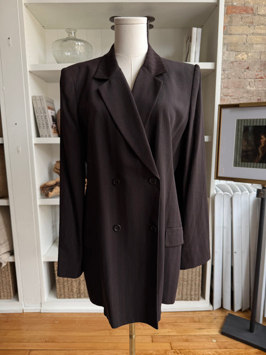 90s Liz Claiborne Collection brown pin stripe blazer. Made in Korea