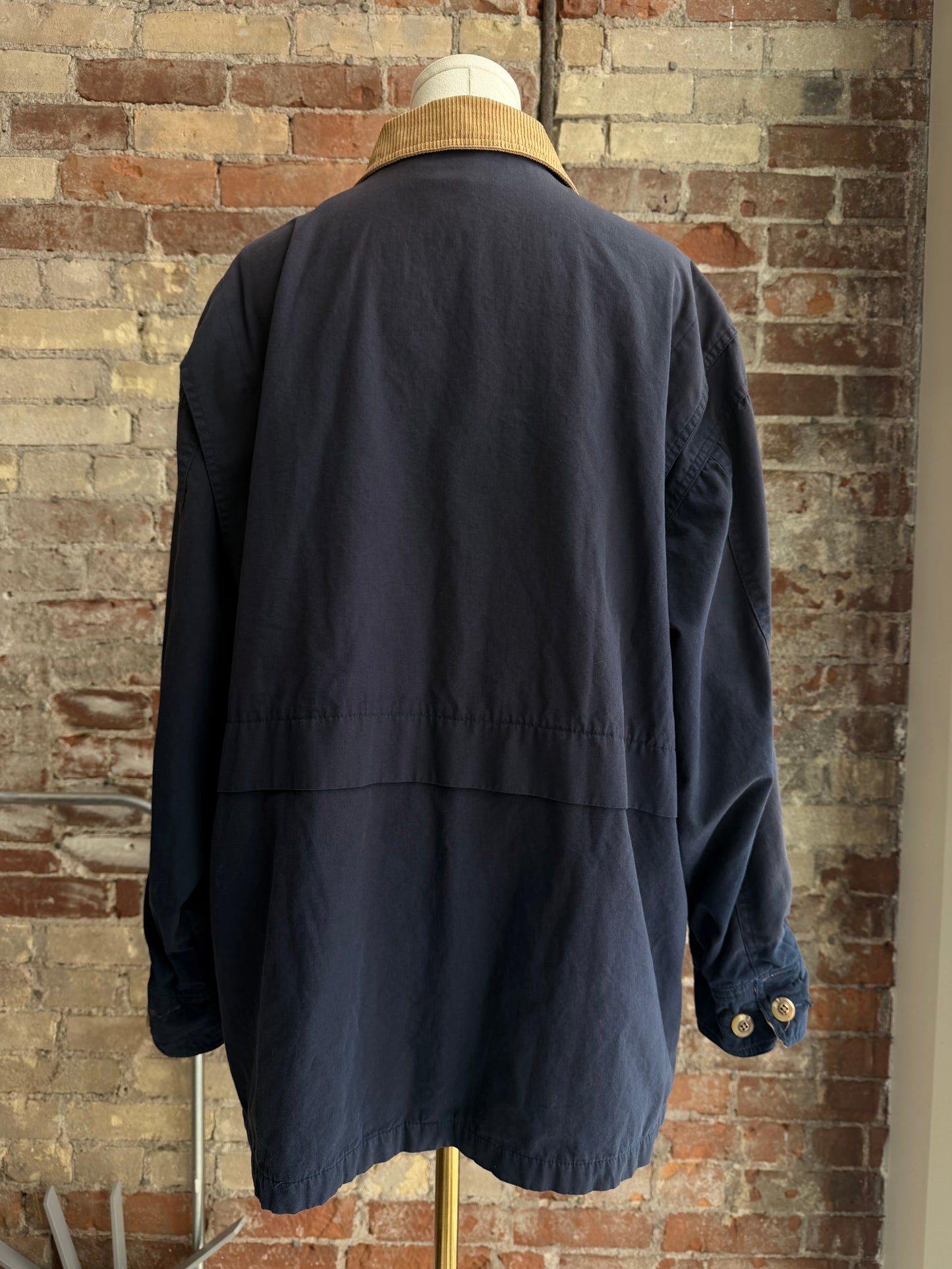 90s Rubbish navy barn coat. Made in Hong Kong