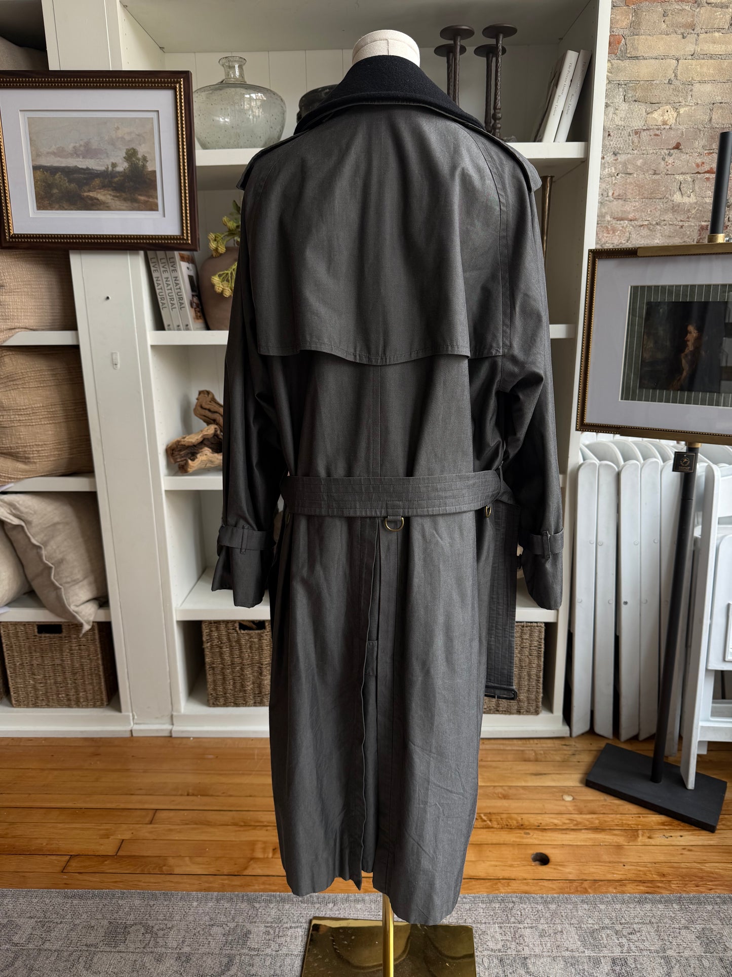 Vintage Burberry grey trench with removable wool collar
