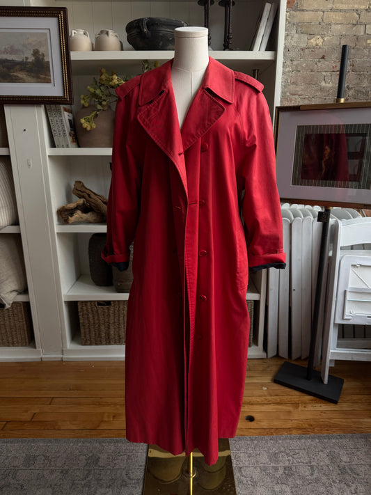 Vintage Burberry red trench. Made in England. Sourced in Paris