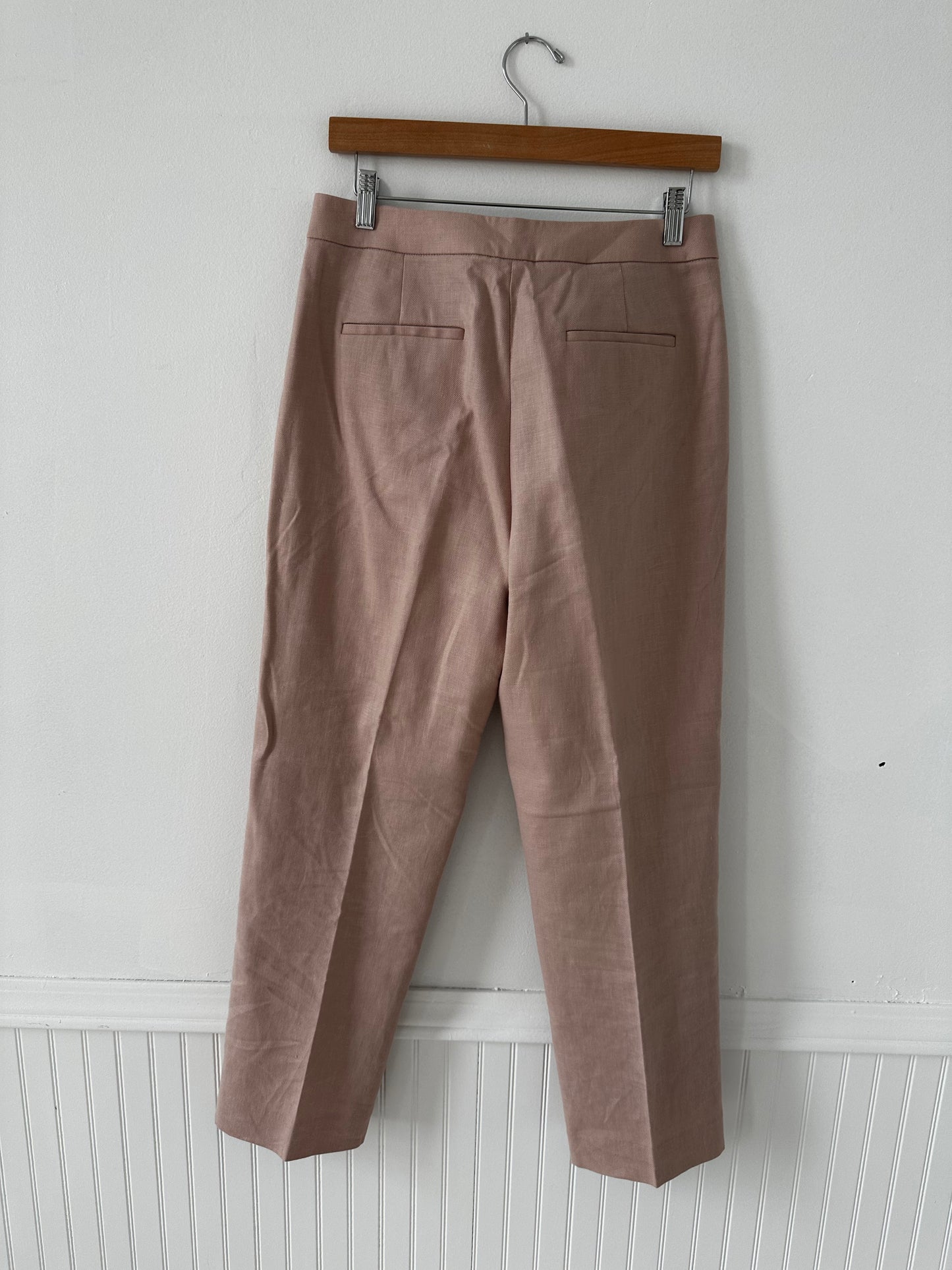 JCrew Pink linen blend suit. Bristol Blazer and Kate pants