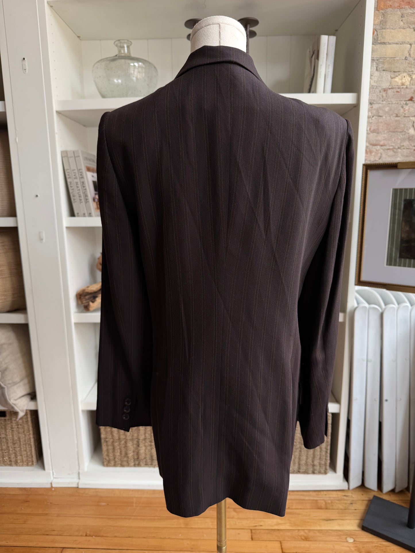 90s Liz Claiborne Collection brown pin stripe blazer. Made in Korea