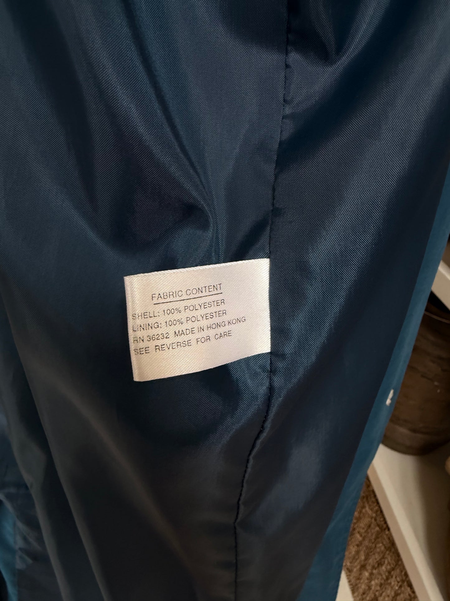 90s Gallery blue trench. Made in Hong Kong