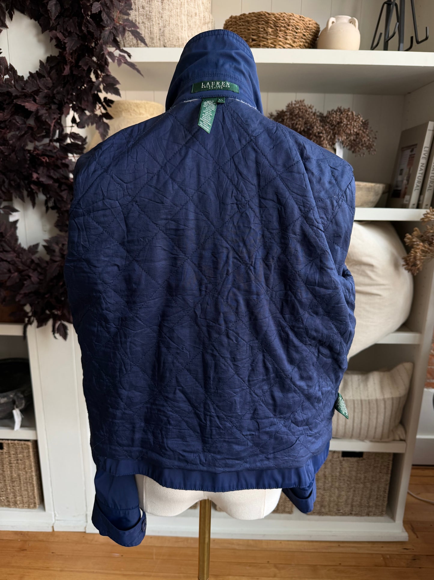 00s Lauren Ralph Lauren blue nylon insulated jacket. Fits XXS-S