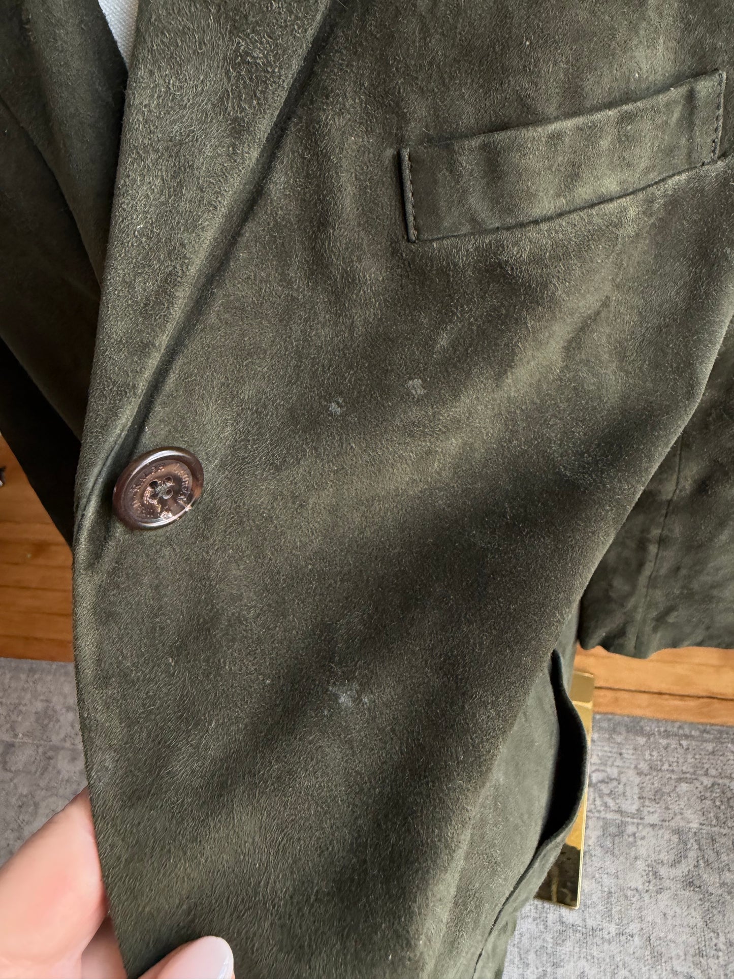 90s Lauren by Ralph Laure green suede chore coat