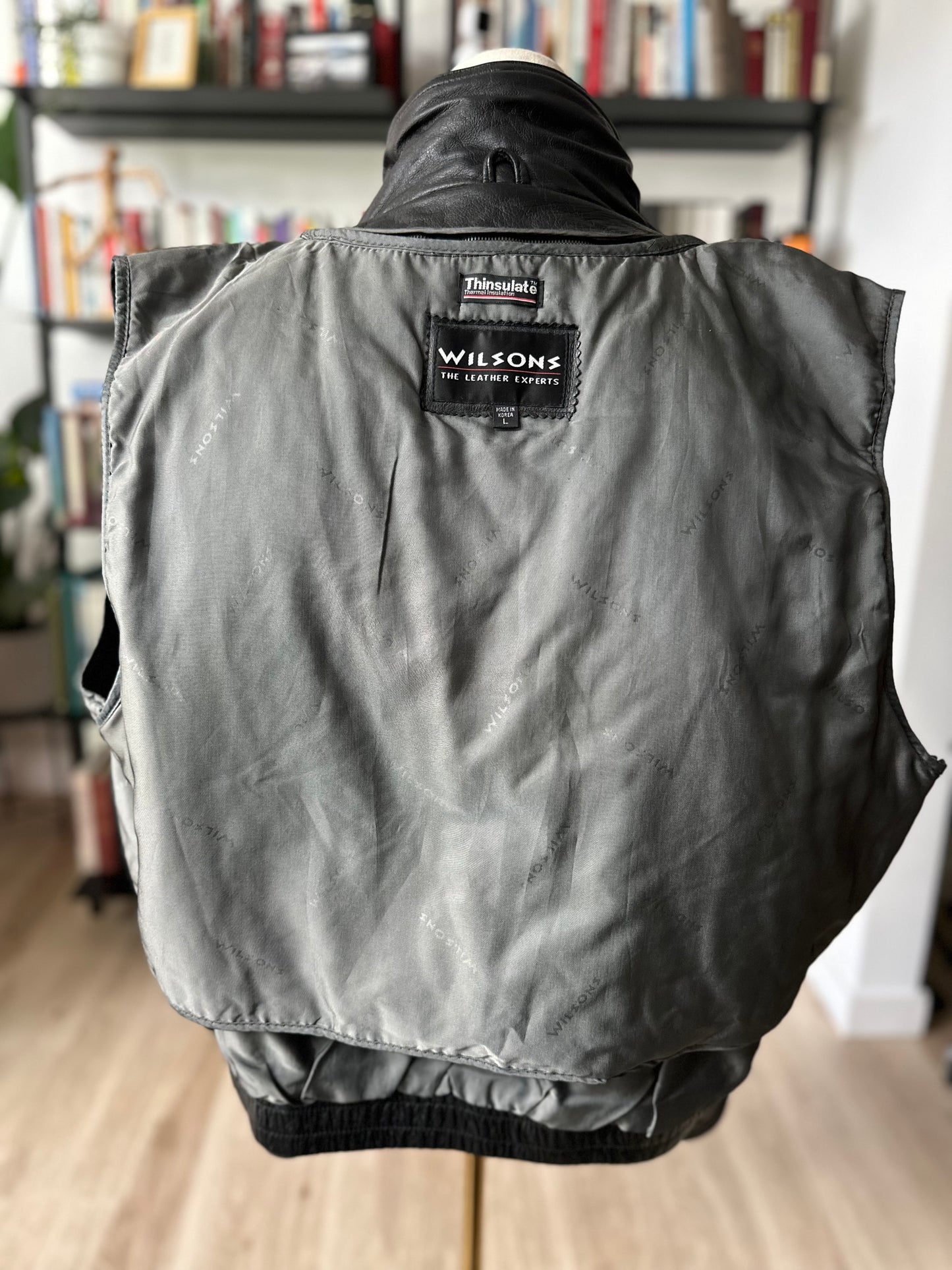 90s Wilson’s black leather bomber with removable lining