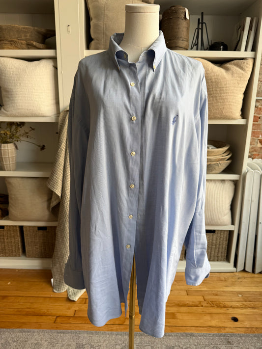 90s Ralph Lauren blue Yarmouth button down. Made in Hong Kong