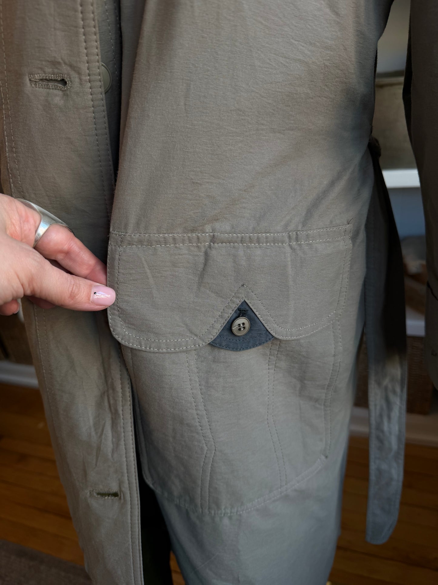 Vintage green insulated trench #9
