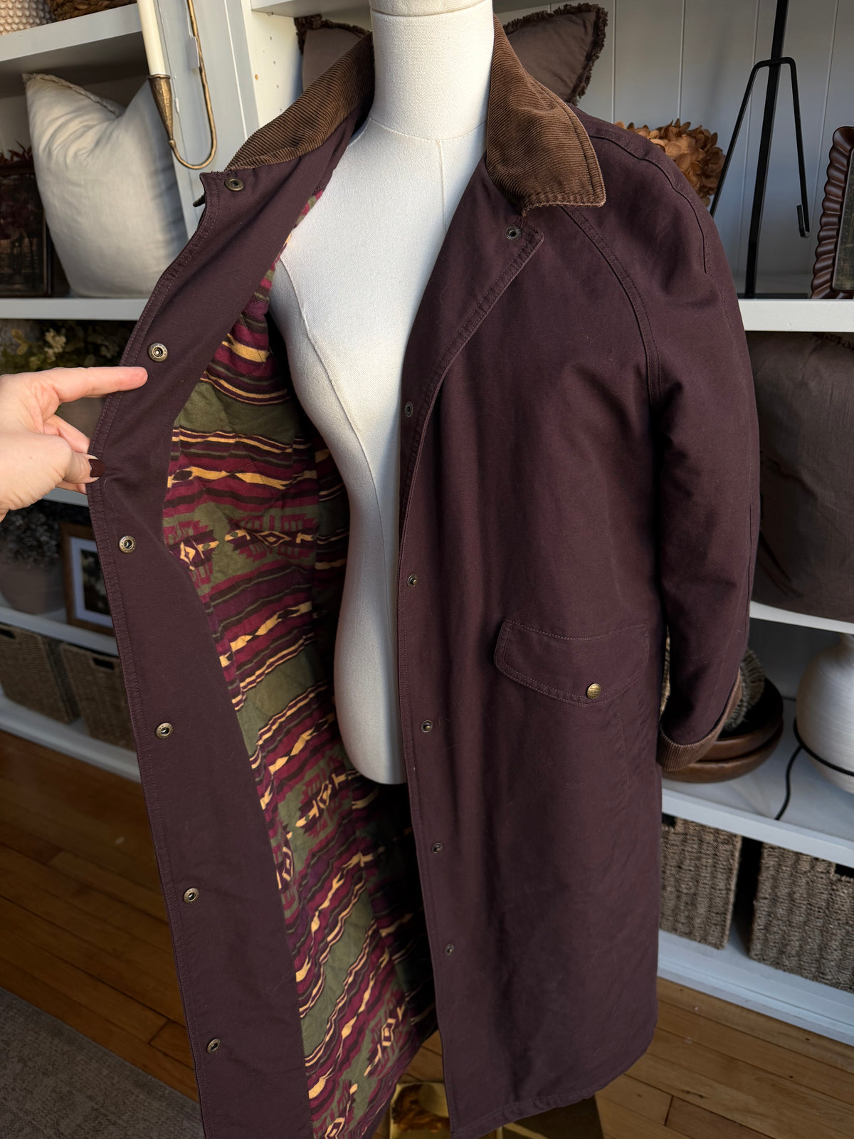 00s LL Bean long insulated brown chore coat. Fits XS-M petite