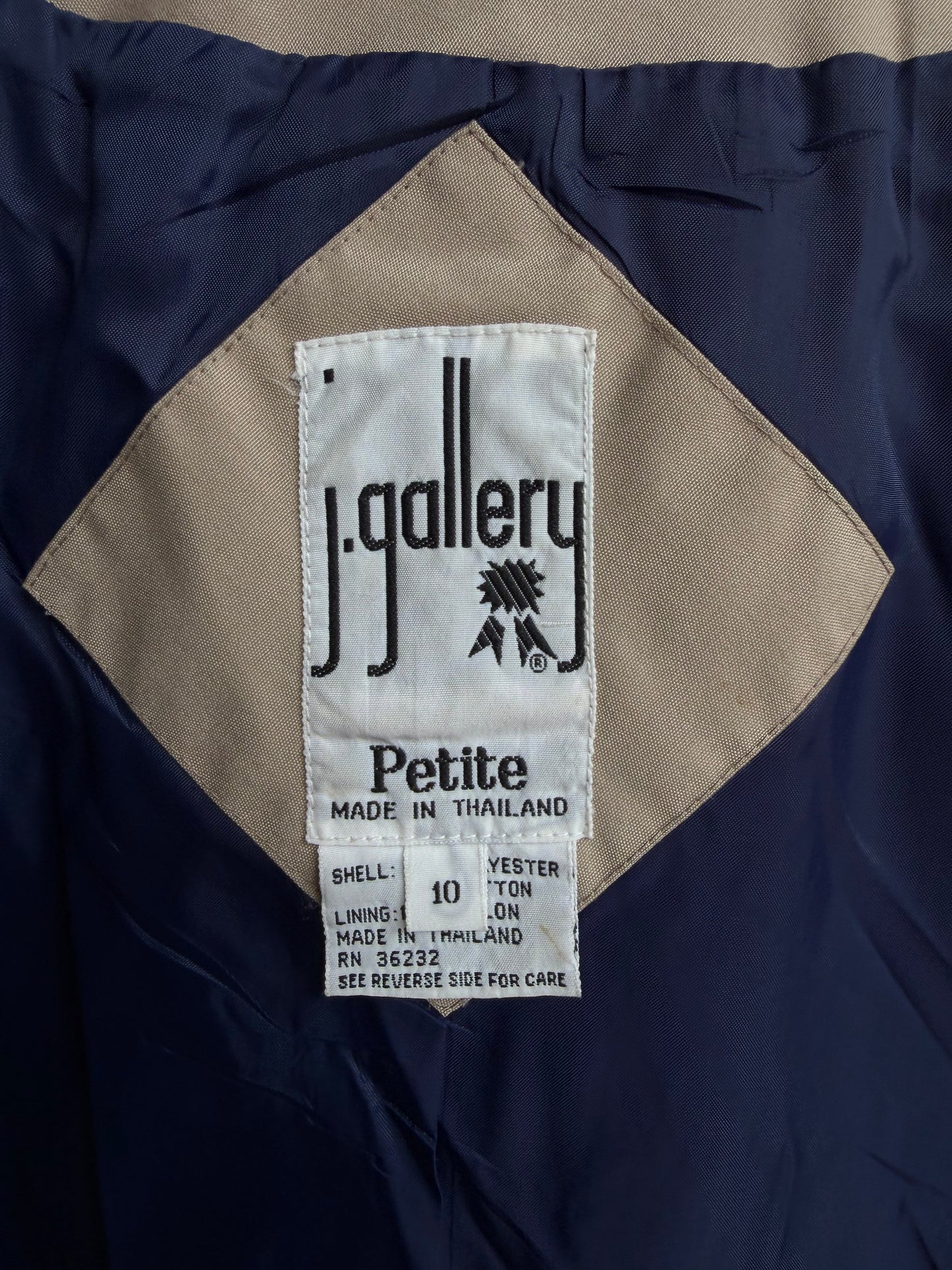 90s J.Galley khaki trench with navy details