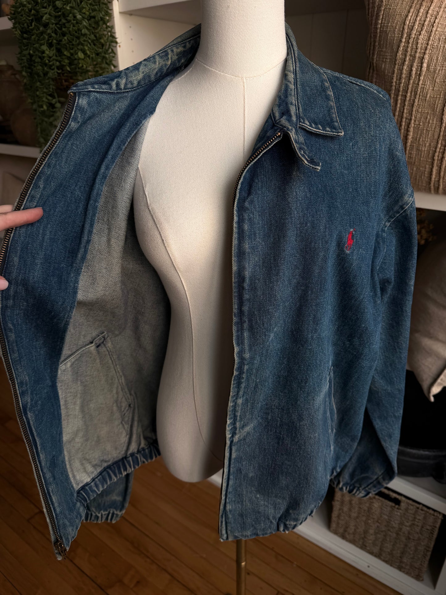 80/90s Polo Ralph Lauren denim bomber. Made in USA