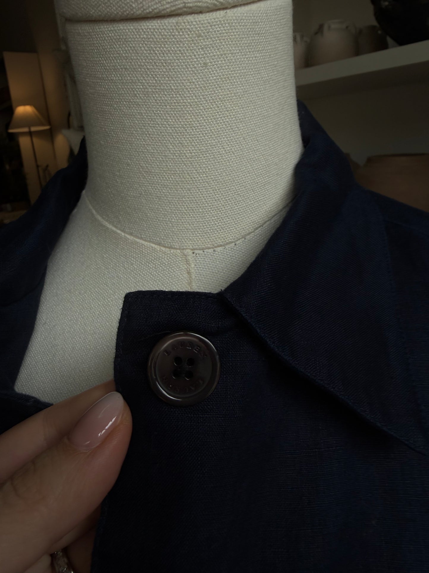 90s Lauren Ralph Lauren navy linen chore coat