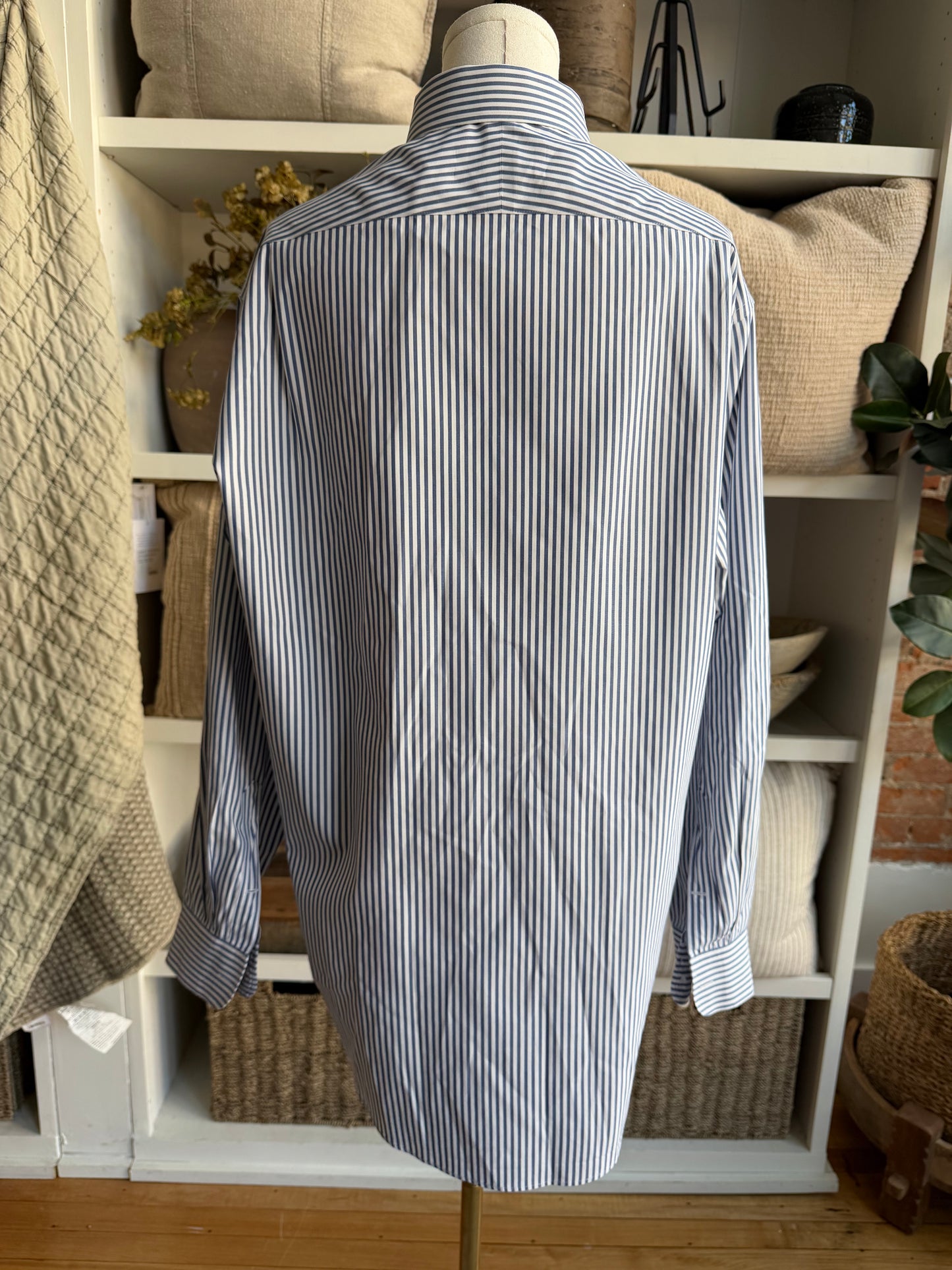 90s Nordstrom blue and white striped poplin button down