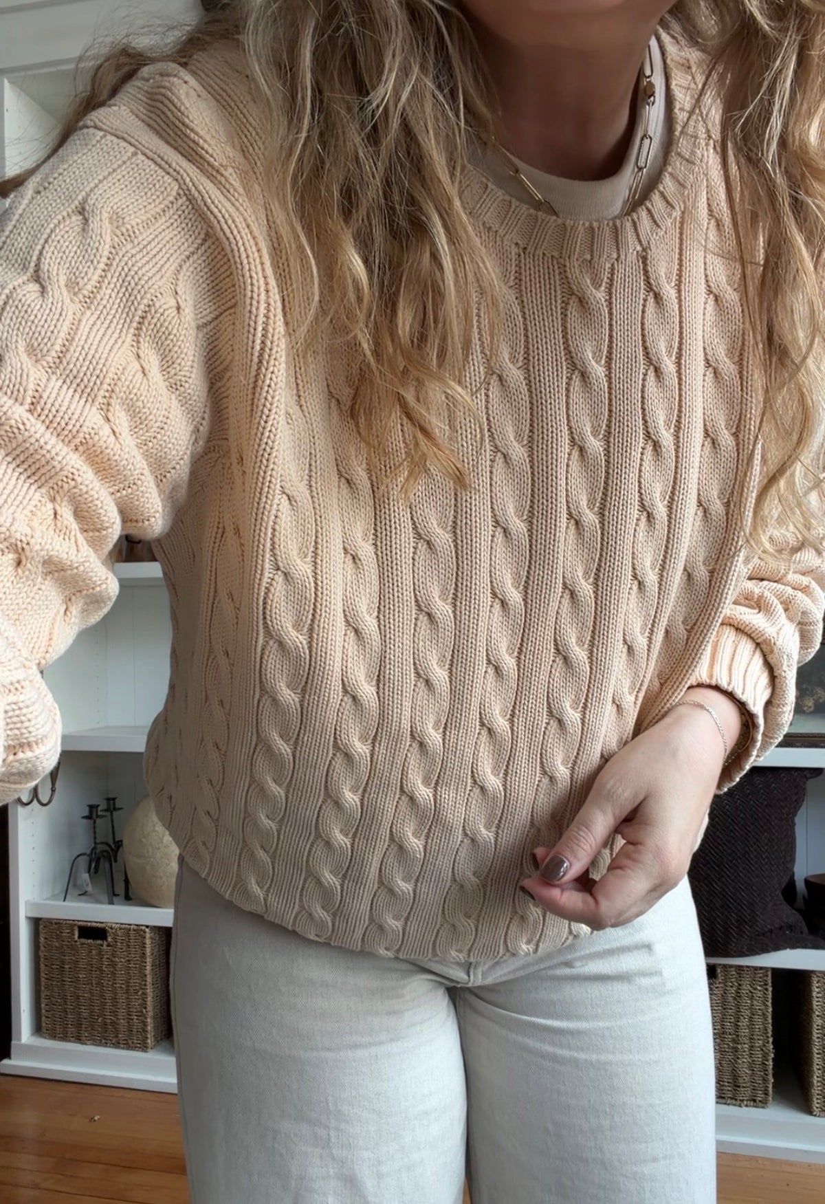 90s Polo Ralph Lauren yellow cotton cable knit sweater. Fits M-XL